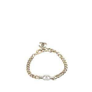 CHANEL Silver Logo Charm Bracelet